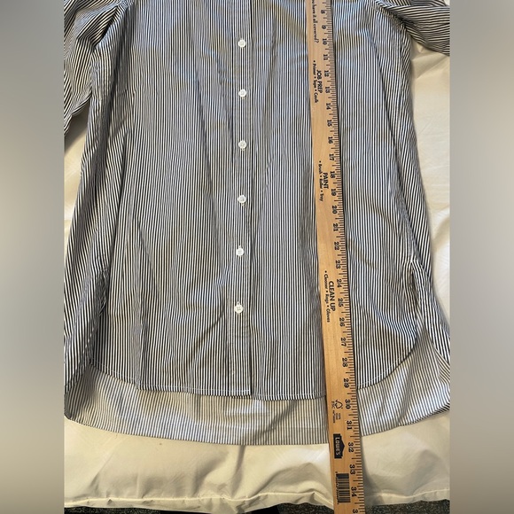 Equipment Black & White Stripped Tunic Button Down with Embroidered Flower - Picture 4 of 5